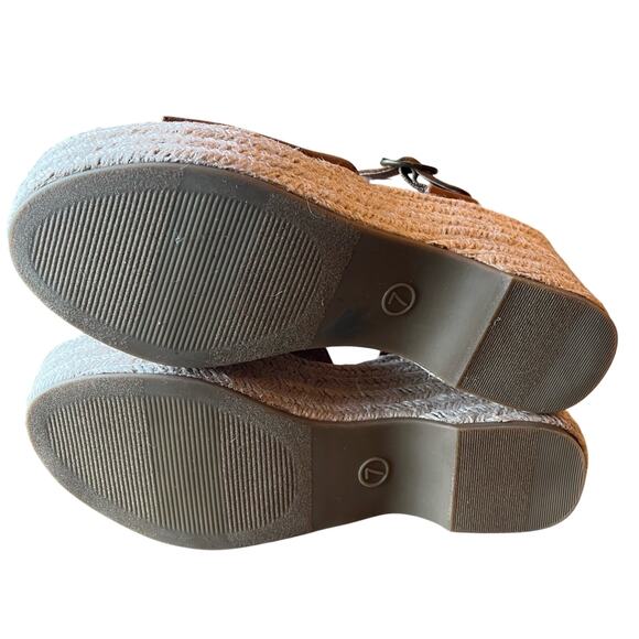 Seychelles Platform Wedge Sandals Size 7 Tan Suede Like Espadrilles Slingback - Picture 6 of 8